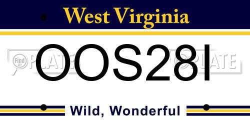 OOS28I West Virginia License Plate