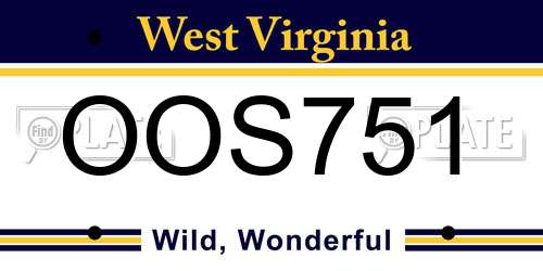 OOS751 West Virginia License Plate