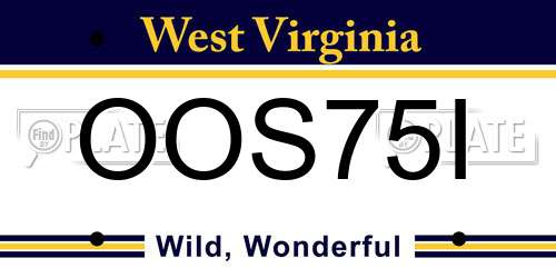 OOS75I West Virginia License Plate