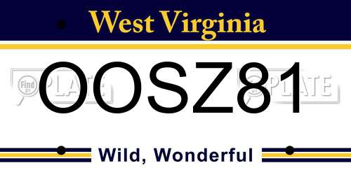 OOSZ81 West Virginia License Plate