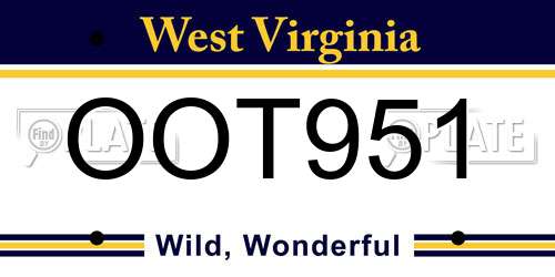 OOT951 West Virginia License Plate