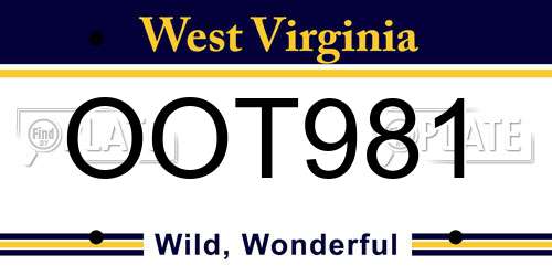 OOT981 West Virginia License Plate