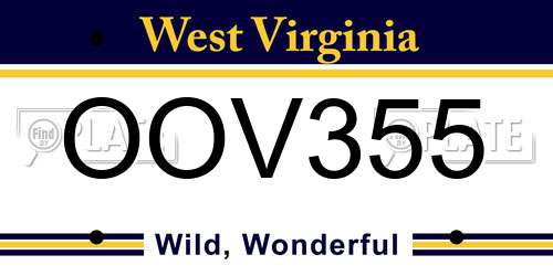 OOV355 West Virginia License Plate