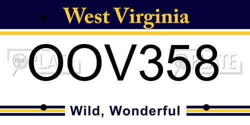 OOV358 West Virginia License Plate