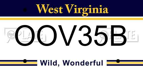 OOV35B West Virginia License Plate