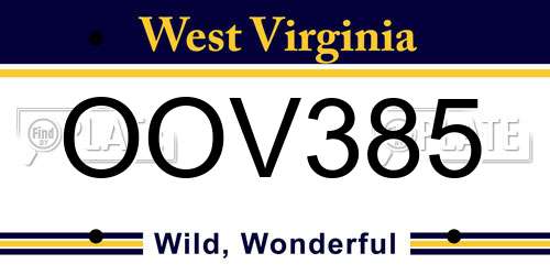 OOV385 West Virginia License Plate