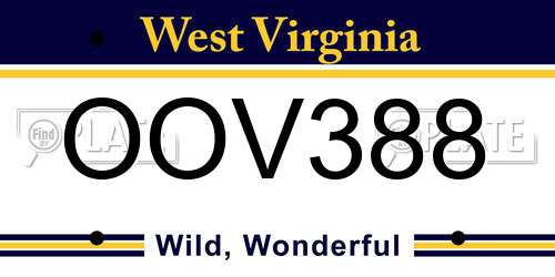 OOV388 West Virginia License Plate