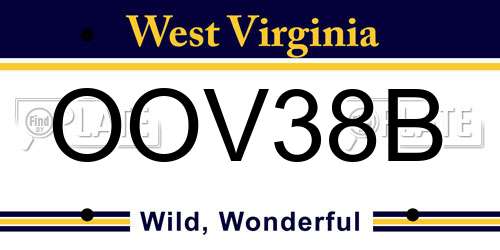 OOV38B West Virginia License Plate