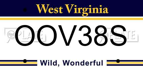OOV38S West Virginia License Plate