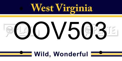 OOV503 West Virginia License Plate