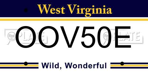 OOV50E West Virginia License Plate