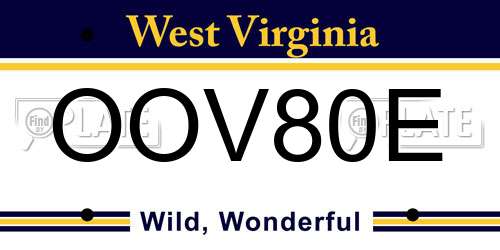 OOV80E West Virginia License Plate