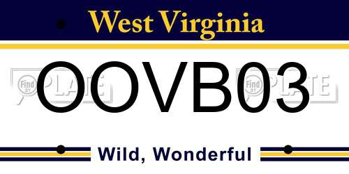 OOVB03 West Virginia License Plate