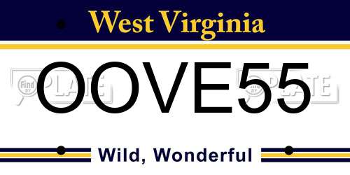 OOVE55 West Virginia License Plate