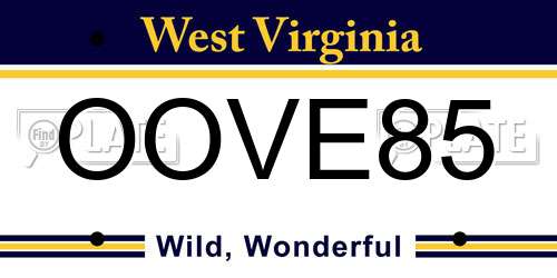 OOVE85 West Virginia License Plate