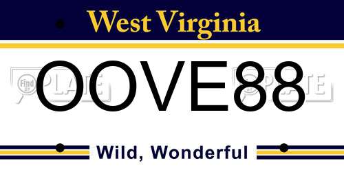 OOVE88 West Virginia License Plate