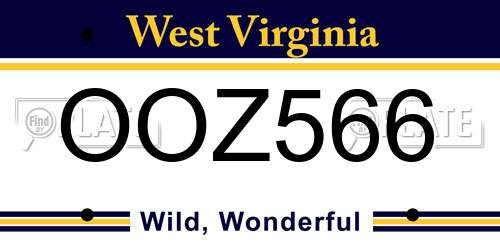 OOZ566 West Virginia License Plate