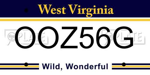 OOZ56G West Virginia License Plate