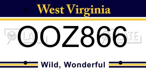 OOZ866 West Virginia License Plate