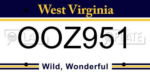 OOZ951 West Virginia License Plate