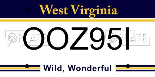 OOZ95I West Virginia License Plate