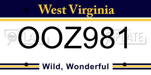 OOZ981 West Virginia License Plate