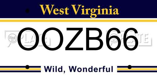 OOZB66 West Virginia License Plate
