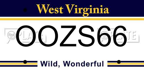 OOZS66 West Virginia License Plate