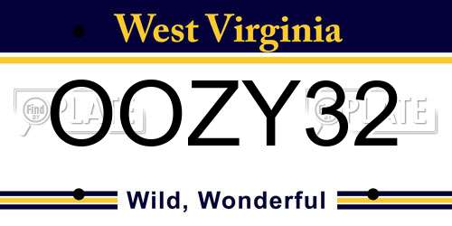 OOZY32 West Virginia License Plate