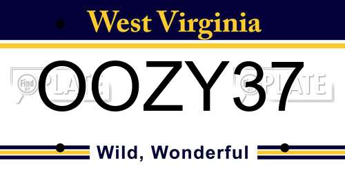 OOZY37 West Virginia License Plate