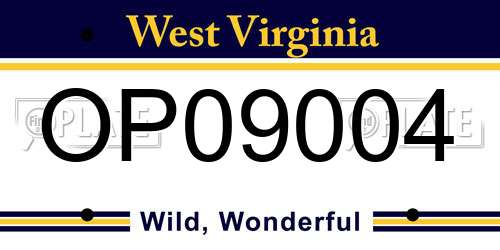OP09004 West Virginia License Plate