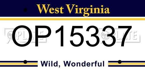 OP15337 West Virginia License Plate