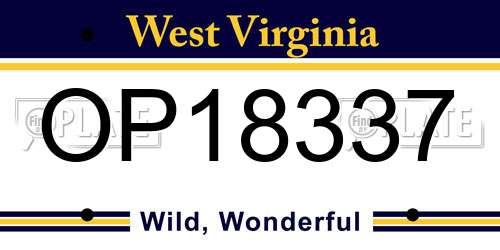 OP18337 West Virginia License Plate