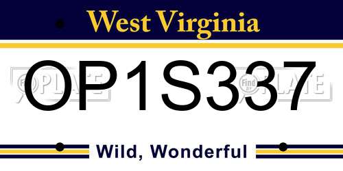 OP1S337 West Virginia License Plate