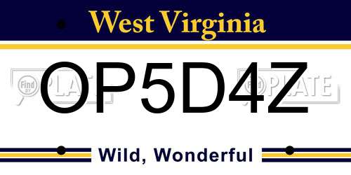 OP5D4Z West Virginia License Plate