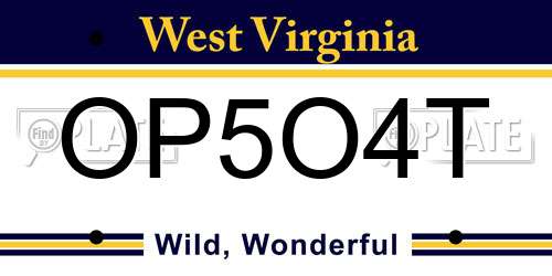 OP5O4T West Virginia License Plate