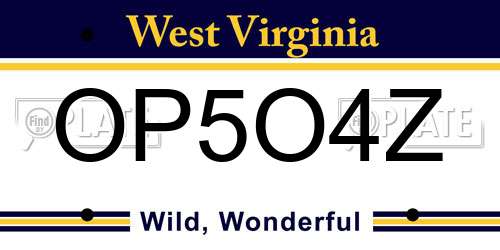 OP5O4Z West Virginia License Plate