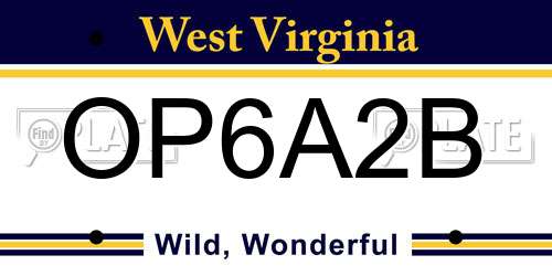 OP6A2B West Virginia License Plate