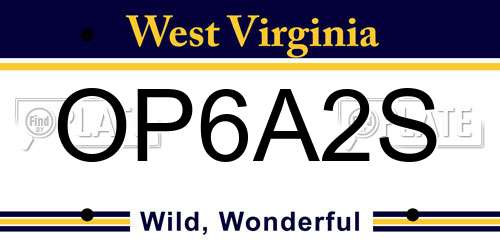 OP6A2S West Virginia License Plate