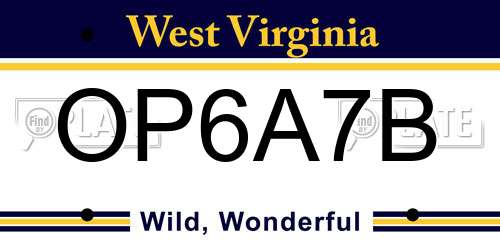 OP6A7B West Virginia License Plate