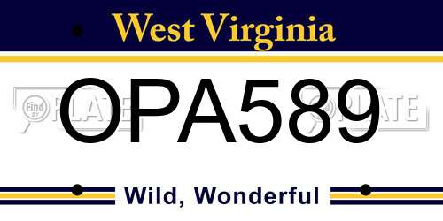 OPA589 West Virginia License Plate