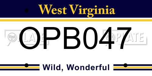 OPB047 West Virginia License Plate