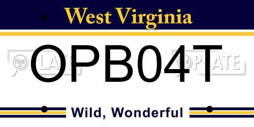 OPB04T West Virginia License Plate