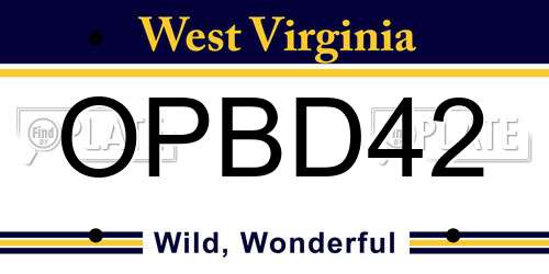 OPBD42 West Virginia License Plate