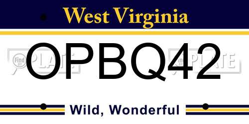OPBQ42 West Virginia License Plate