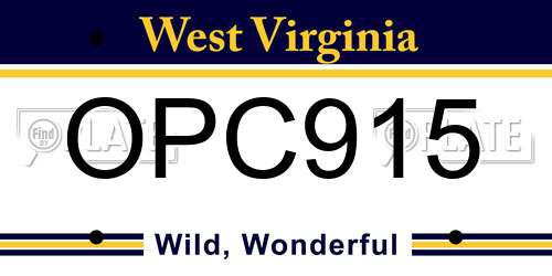 OPC915 West Virginia License Plate