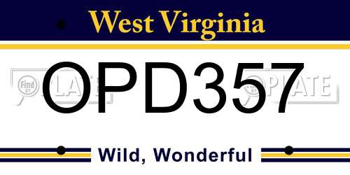OPD357 West Virginia License Plate