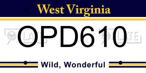 OPD610 West Virginia License Plate