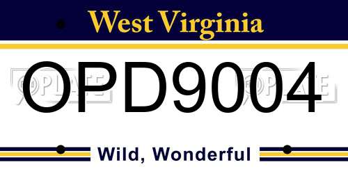 OPD9004 West Virginia License Plate