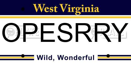 OPESRRY West Virginia License Plate